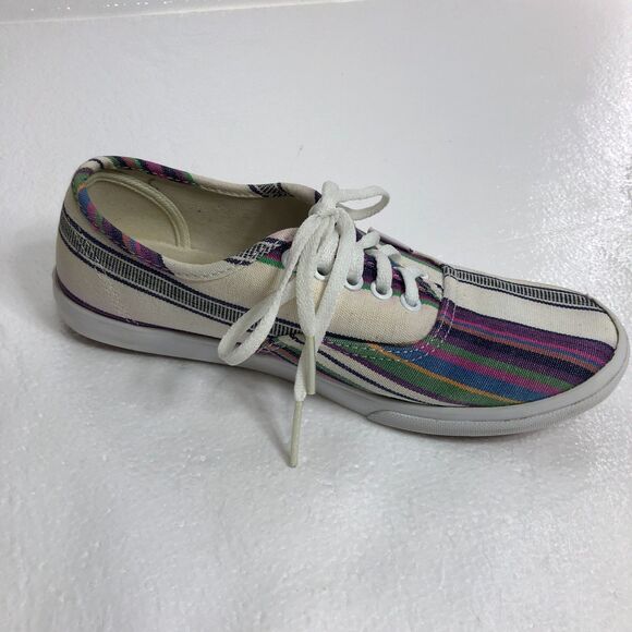 VANS Sneaker Shoes Multicolor Striped Low Tops W6.5 M5 - Picture 2 of 12